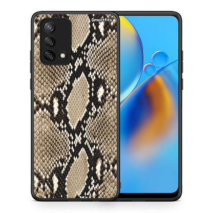 Θήκη Oppo A74 4G Fashion Snake Animal από τη Smartfits με σχέδιο στο πίσω μέρος και μαύρο περίβλημα | Oppo A74 4G Fashion Snake Animal case with colorful back and black bezels