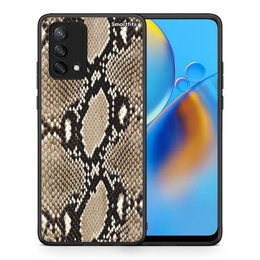 Θήκη Oppo A74 4G Fashion Snake Animal από τη Smartfits με σχέδιο στο πίσω μέρος και μαύρο περίβλημα | Oppo A74 4G Fashion Snake Animal case with colorful back and black bezels