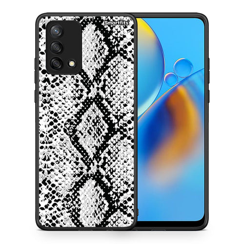 Θήκη Oppo A74 4G White Snake Animal από τη Smartfits με σχέδιο στο πίσω μέρος και μαύρο περίβλημα | Oppo A74 4G White Snake Animal case with colorful back and black bezels