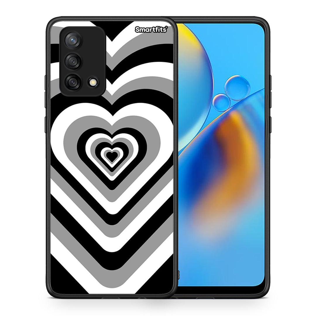 Θήκη Oppo A74 4G Black Hearts από τη Smartfits με σχέδιο στο πίσω μέρος και μαύρο περίβλημα | Oppo A74 4G Black Hearts case with colorful back and black bezels