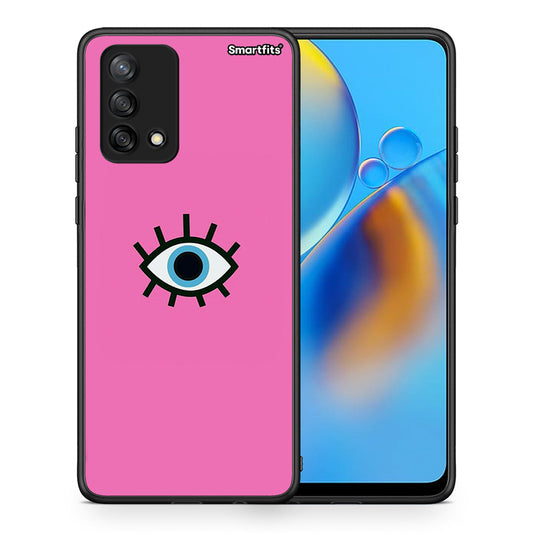 Θήκη Oppo A74 4G Blue Eye Pink από τη Smartfits με σχέδιο στο πίσω μέρος και μαύρο περίβλημα | Oppo A74 4G Blue Eye Pink case with colorful back and black bezels