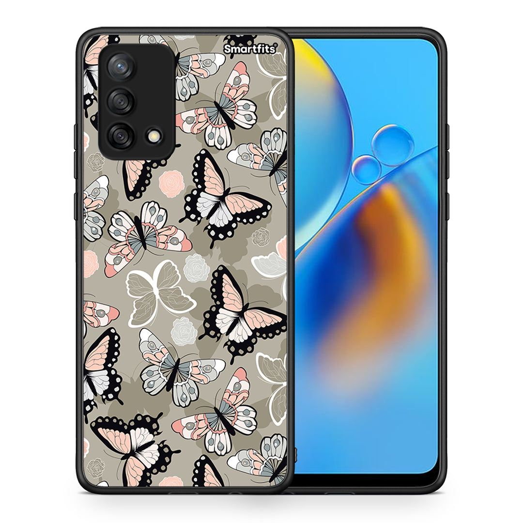Θήκη Oppo A74 4G Butterflies Boho από τη Smartfits με σχέδιο στο πίσω μέρος και μαύρο περίβλημα | Oppo A74 4G Butterflies Boho case with colorful back and black bezels