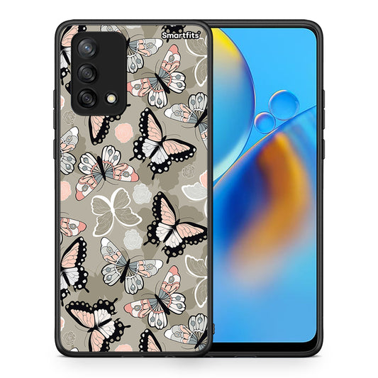 Θήκη Oppo A74 4G Butterflies Boho από τη Smartfits με σχέδιο στο πίσω μέρος και μαύρο περίβλημα | Oppo A74 4G Butterflies Boho case with colorful back and black bezels