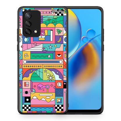 Θήκη Oppo A74 4G Bubbles Soap από τη Smartfits με σχέδιο στο πίσω μέρος και μαύρο περίβλημα | Oppo A74 4G Bubbles Soap case with colorful back and black bezels