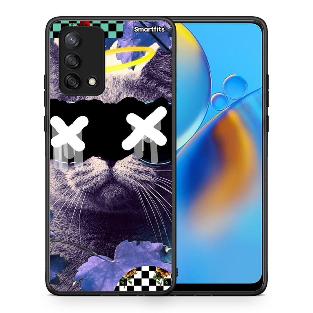 Θήκη Oppo A74 4G Cat Collage από τη Smartfits με σχέδιο στο πίσω μέρος και μαύρο περίβλημα | Oppo A74 4G Cat Collage case with colorful back and black bezels