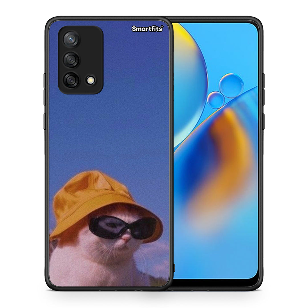 Θήκη Oppo A74 4G Cat Diva από τη Smartfits με σχέδιο στο πίσω μέρος και μαύρο περίβλημα | Oppo A74 4G Cat Diva case with colorful back and black bezels