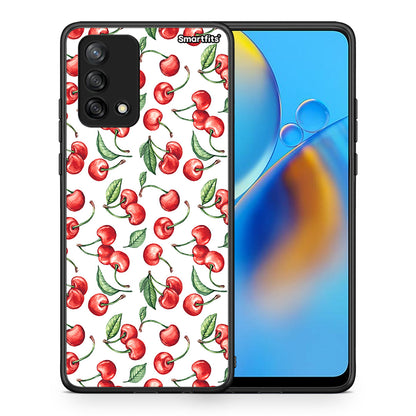 Θήκη Oppo A74 4G Cherry Summer από τη Smartfits με σχέδιο στο πίσω μέρος και μαύρο περίβλημα | Oppo A74 4G Cherry Summer case with colorful back and black bezels