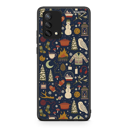 Oppo A74 4G Christmas Elements θήκη από τη Smartfits με σχέδιο στο πίσω μέρος και μαύρο περίβλημα | Smartphone case with colorful back and black bezels by Smartfits