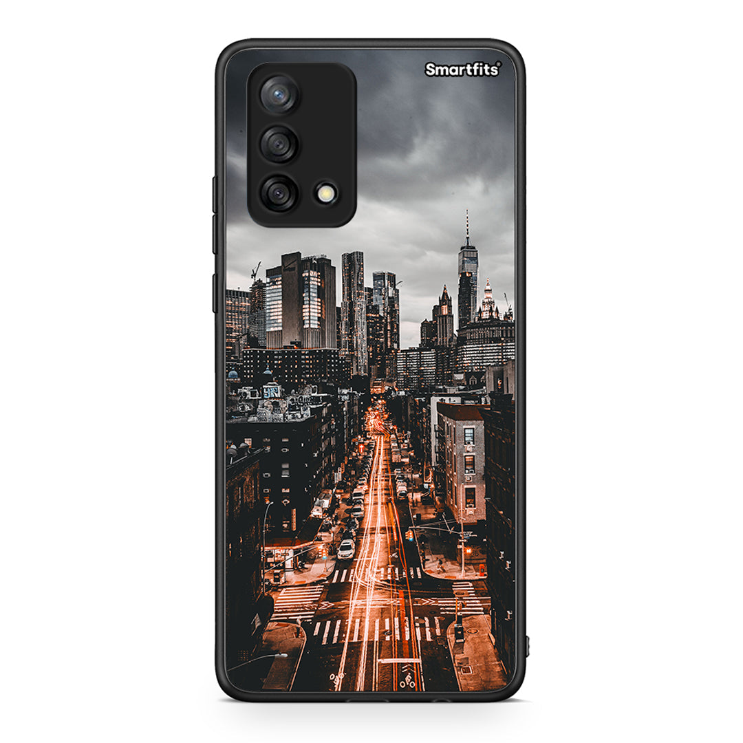 Oppo A74 4G City Lights θήκη από τη Smartfits με σχέδιο στο πίσω μέρος και μαύρο περίβλημα | Smartphone case with colorful back and black bezels by Smartfits