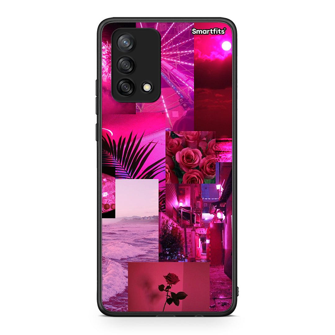 Oppo A74 4G Collage Red Roses Θήκη Αγίου Βαλεντίνου από τη Smartfits με σχέδιο στο πίσω μέρος και μαύρο περίβλημα | Smartphone case with colorful back and black bezels by Smartfits