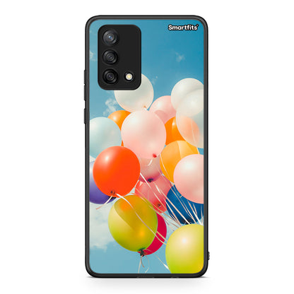 Oppo A74 4G Colorful Balloons θήκη από τη Smartfits με σχέδιο στο πίσω μέρος και μαύρο περίβλημα | Smartphone case with colorful back and black bezels by Smartfits