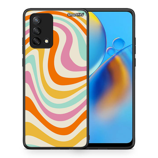 Θήκη Oppo A74 4G Colourful Waves από τη Smartfits με σχέδιο στο πίσω μέρος και μαύρο περίβλημα | Oppo A74 4G Colourful Waves case with colorful back and black bezels