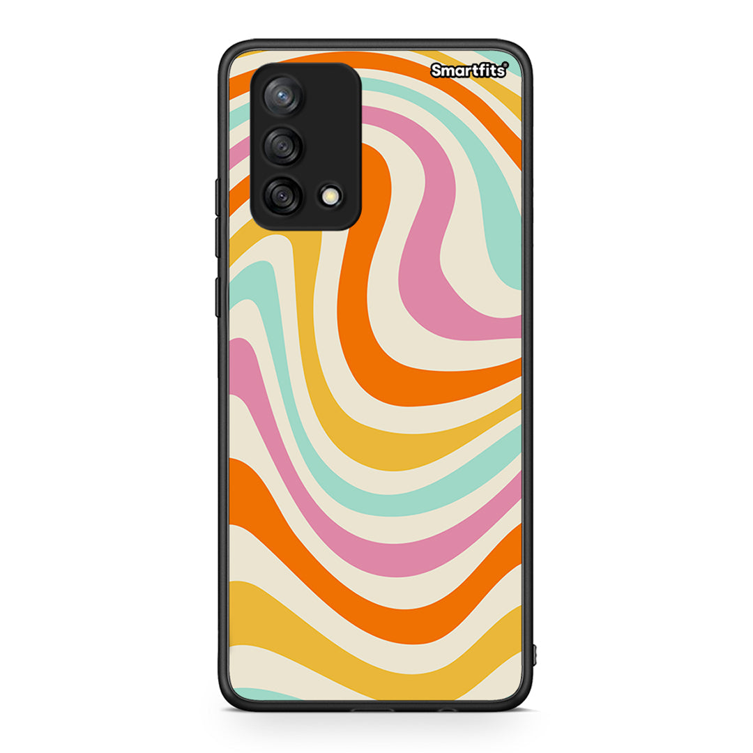 Oppo A74 4G Colourful Waves θήκη από τη Smartfits με σχέδιο στο πίσω μέρος και μαύρο περίβλημα | Smartphone case with colorful back and black bezels by Smartfits