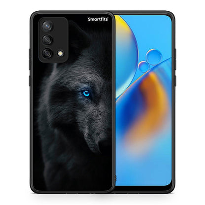 Θήκη Oppo A74 4G Dark Wolf από τη Smartfits με σχέδιο στο πίσω μέρος και μαύρο περίβλημα | Oppo A74 4G Dark Wolf case with colorful back and black bezels