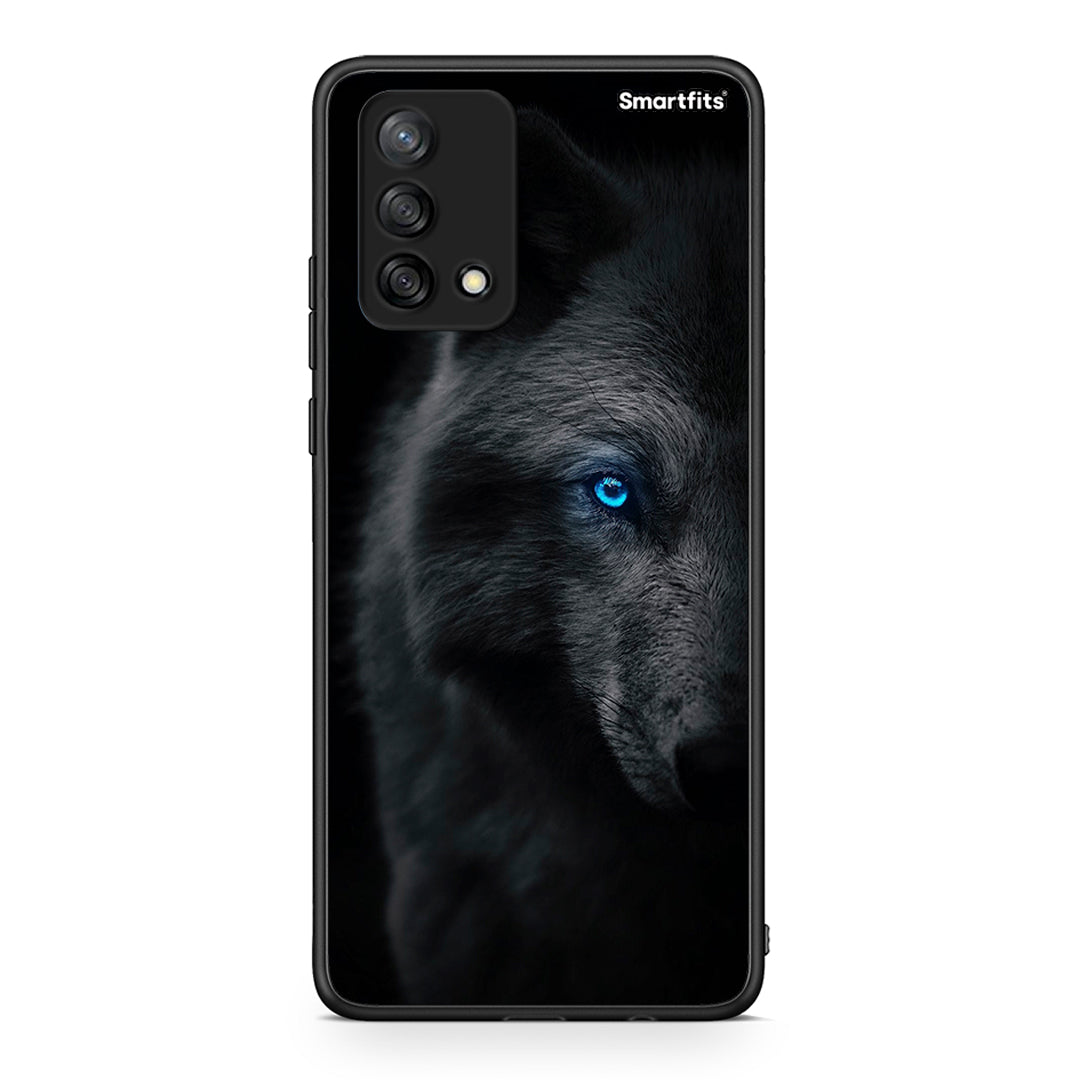Oppo A74 4G Dark Wolf θήκη από τη Smartfits με σχέδιο στο πίσω μέρος και μαύρο περίβλημα | Smartphone case with colorful back and black bezels by Smartfits