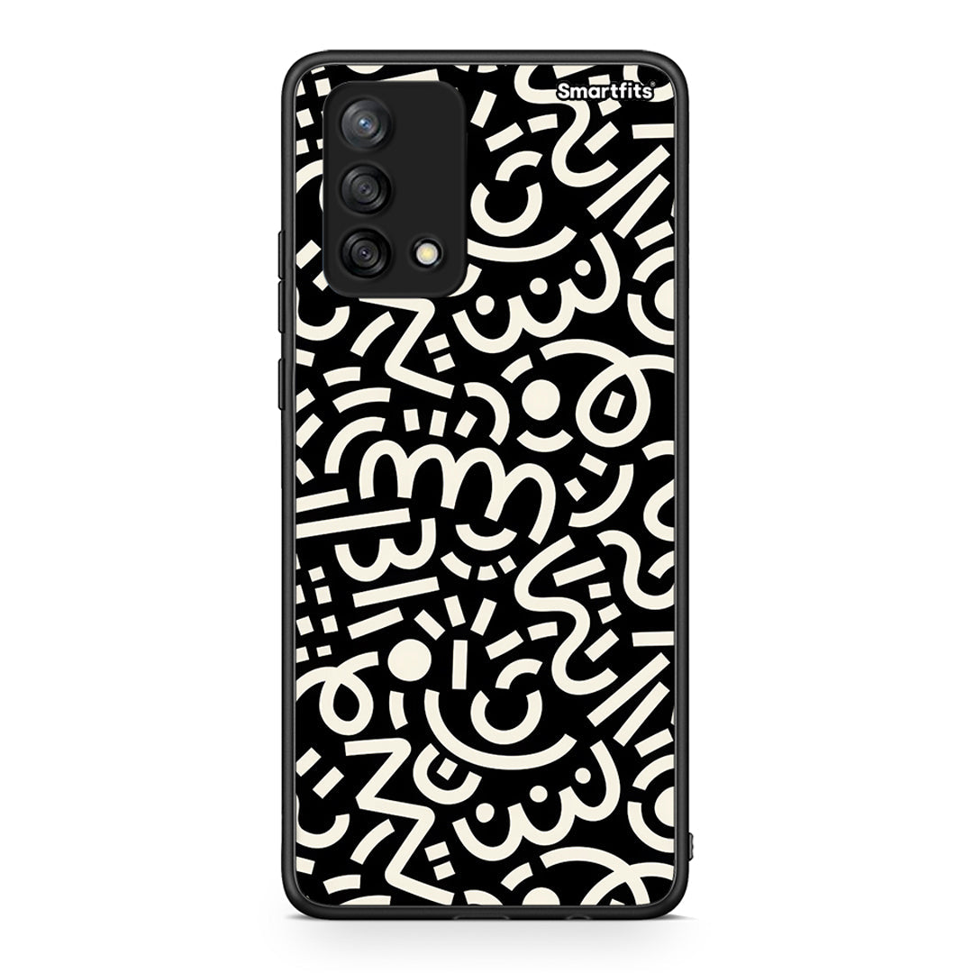 Oppo A74 4G Doodle Art Θήκη από τη Smartfits με σχέδιο στο πίσω μέρος και μαύρο περίβλημα | Smartphone case with colorful back and black bezels by Smartfits