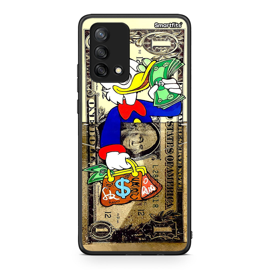 Oppo A74 4G Duck Money Θήκη από τη Smartfits με σχέδιο στο πίσω μέρος και μαύρο περίβλημα | Smartphone case with colorful back and black bezels by Smartfits