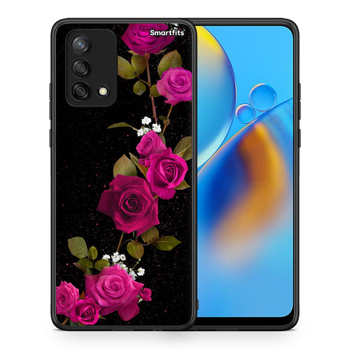Θήκη Oppo A74 4G Red Roses Flower από τη Smartfits με σχέδιο στο πίσω μέρος και μαύρο περίβλημα | Oppo A74 4G Red Roses Flower case with colorful back and black bezels