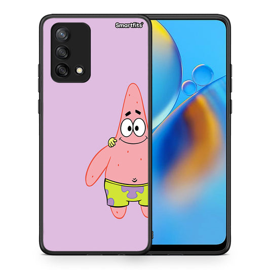 Θήκη Oppo A74 4G Friends Patrick από τη Smartfits με σχέδιο στο πίσω μέρος και μαύρο περίβλημα | Oppo A74 4G Friends Patrick case with colorful back and black bezels