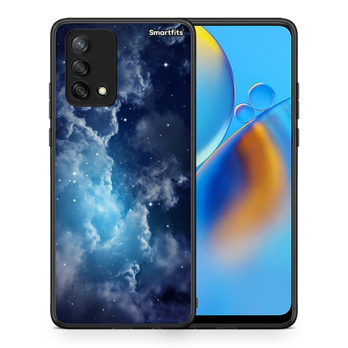 Θήκη Oppo A74 4G Blue Sky Galaxy από τη Smartfits με σχέδιο στο πίσω μέρος και μαύρο περίβλημα | Oppo A74 4G Blue Sky Galaxy case with colorful back and black bezels