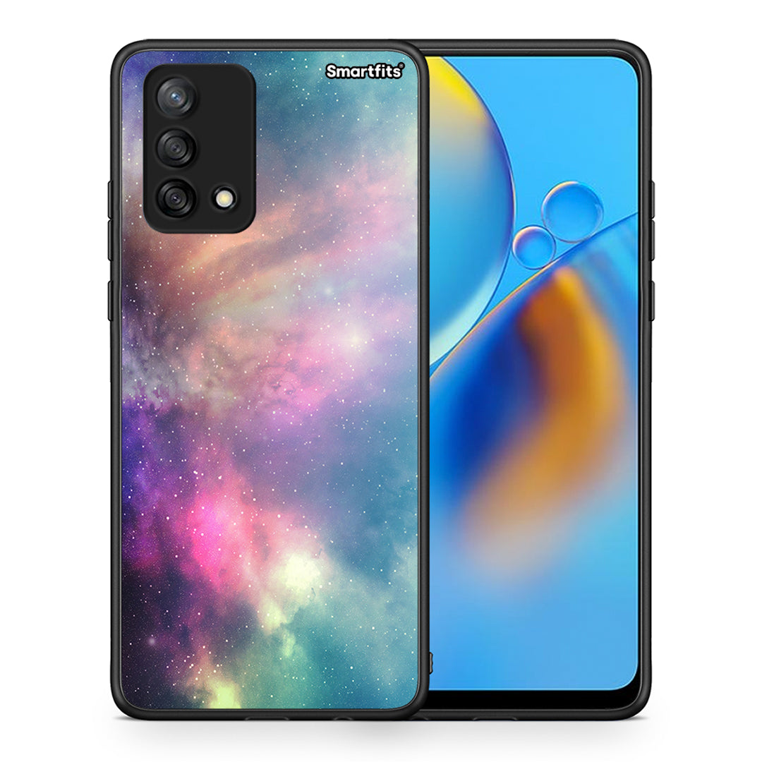 Θήκη Oppo A74 4G Rainbow Galaxy από τη Smartfits με σχέδιο στο πίσω μέρος και μαύρο περίβλημα | Oppo A74 4G Rainbow Galaxy case with colorful back and black bezels