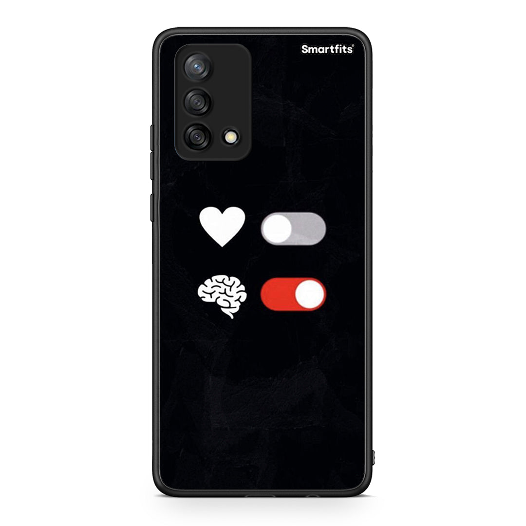 Oppo A74 4G Heart Vs Brain Θήκη Αγίου Βαλεντίνου από τη Smartfits με σχέδιο στο πίσω μέρος και μαύρο περίβλημα | Smartphone case with colorful back and black bezels by Smartfits