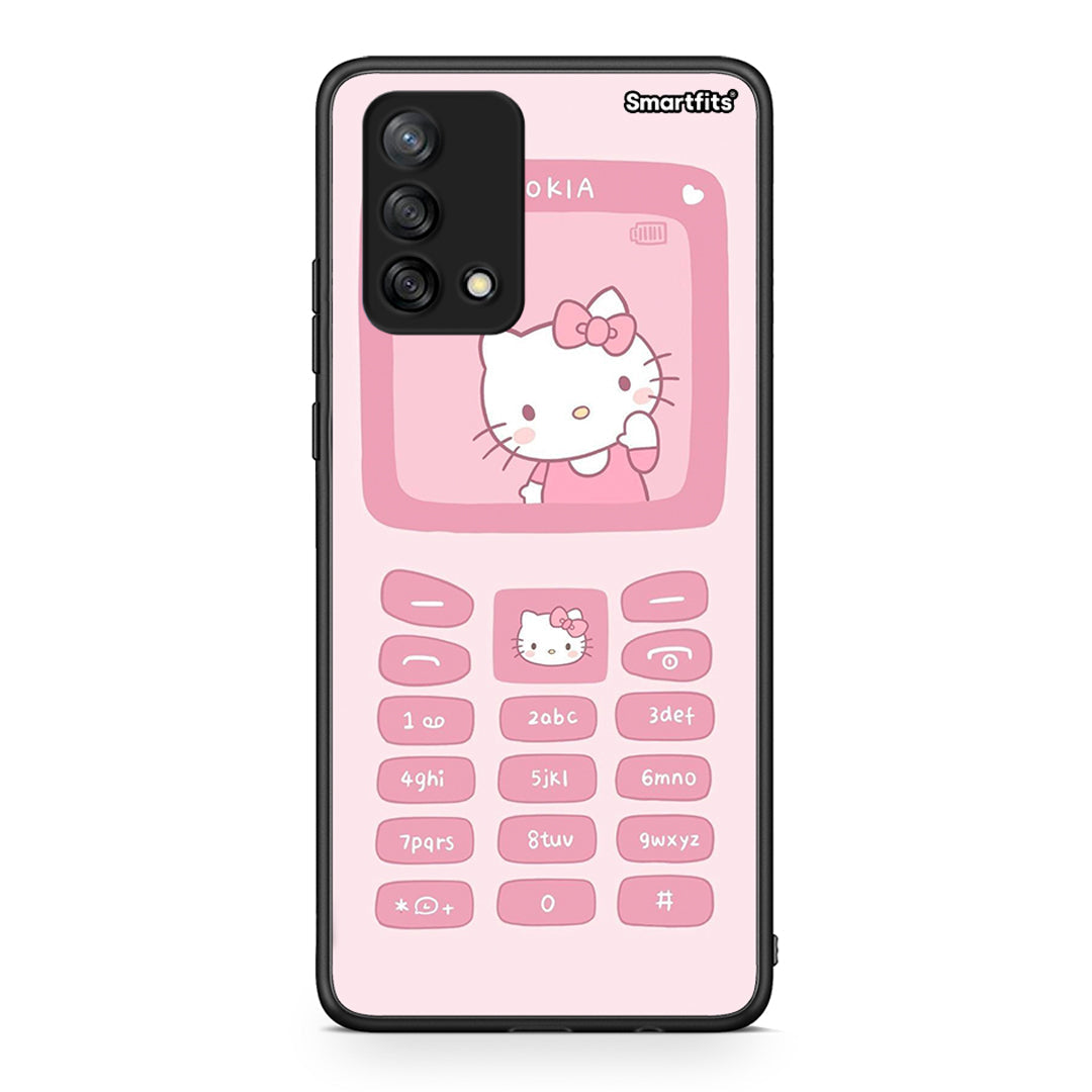 Oppo A74 4G Hello Kitten Θήκη Αγίου Βαλεντίνου από τη Smartfits με σχέδιο στο πίσω μέρος και μαύρο περίβλημα | Smartphone case with colorful back and black bezels by Smartfits