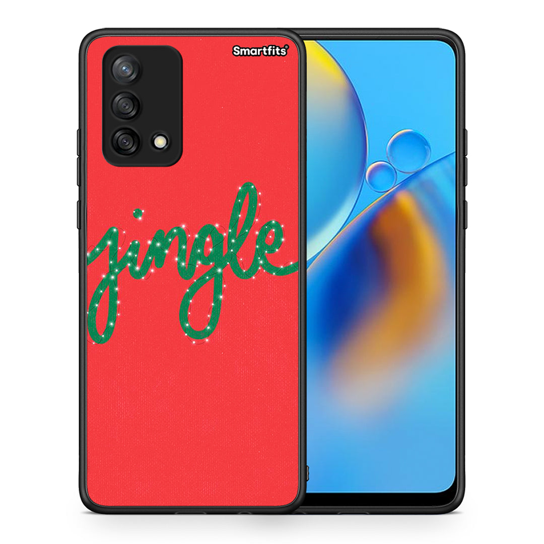 Θήκη Oppo A74 4G Jingle Xmas από τη Smartfits με σχέδιο στο πίσω μέρος και μαύρο περίβλημα | Oppo A74 4G Jingle Xmas case with colorful back and black bezels
