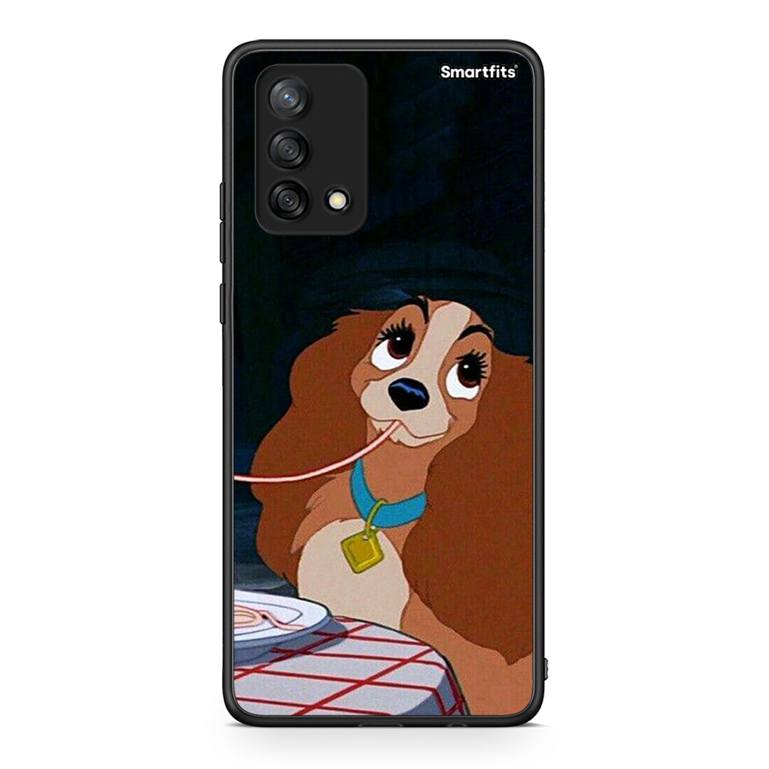 Oppo A74 4G Lady And Tramp 2 Θήκη Αγίου Βαλεντίνου από τη Smartfits με σχέδιο στο πίσω μέρος και μαύρο περίβλημα | Smartphone case with colorful back and black bezels by Smartfits