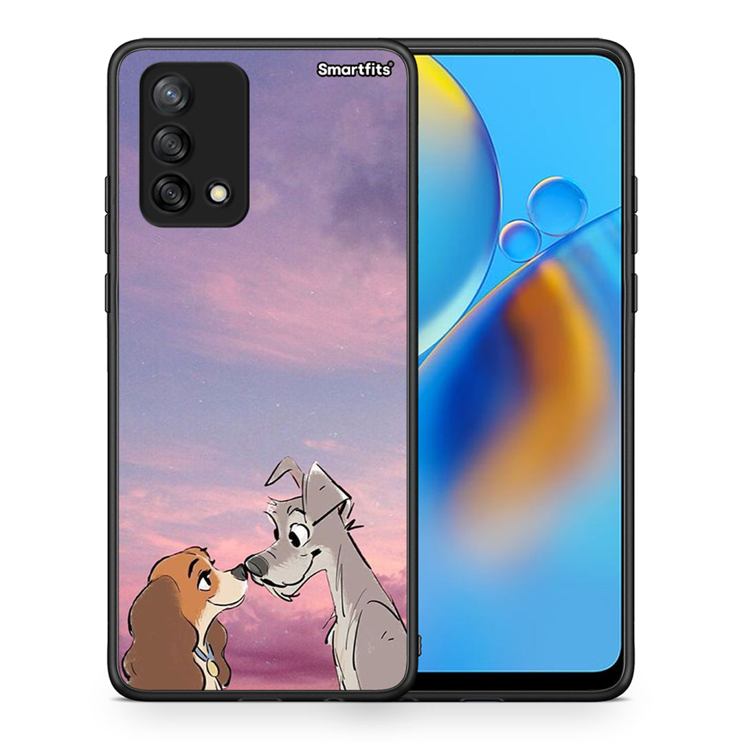 Θήκη Oppo A74 4G Lady And Tramp από τη Smartfits με σχέδιο στο πίσω μέρος και μαύρο περίβλημα | Oppo A74 4G Lady And Tramp case with colorful back and black bezels