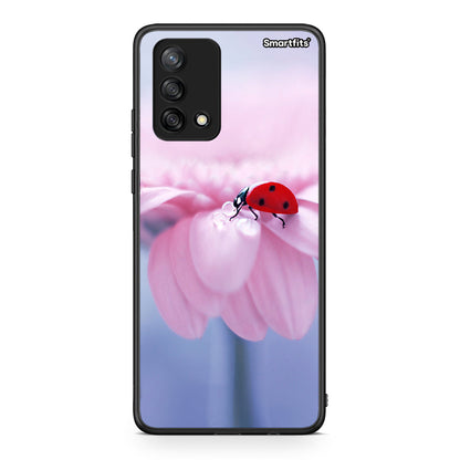 Oppo A74 4G Ladybug Flower θήκη από τη Smartfits με σχέδιο στο πίσω μέρος και μαύρο περίβλημα | Smartphone case with colorful back and black bezels by Smartfits
