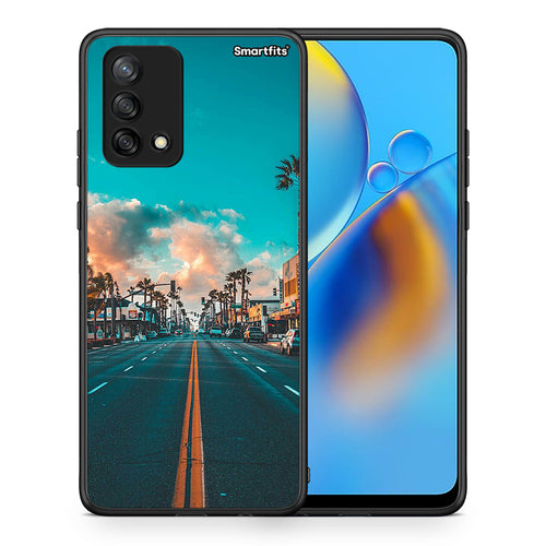 Θήκη Oppo A74 4G City Landscape από τη Smartfits με σχέδιο στο πίσω μέρος και μαύρο περίβλημα | Oppo A74 4G City Landscape case with colorful back and black bezels