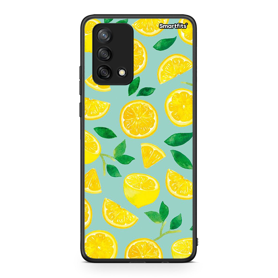 Oppo A74 4G Lemons θήκη από τη Smartfits με σχέδιο στο πίσω μέρος και μαύρο περίβλημα | Smartphone case with colorful back and black bezels by Smartfits