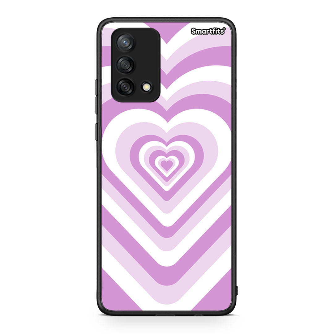 Oppo A74 4G Lilac Hearts θήκη από τη Smartfits με σχέδιο στο πίσω μέρος και μαύρο περίβλημα | Smartphone case with colorful back and black bezels by Smartfits