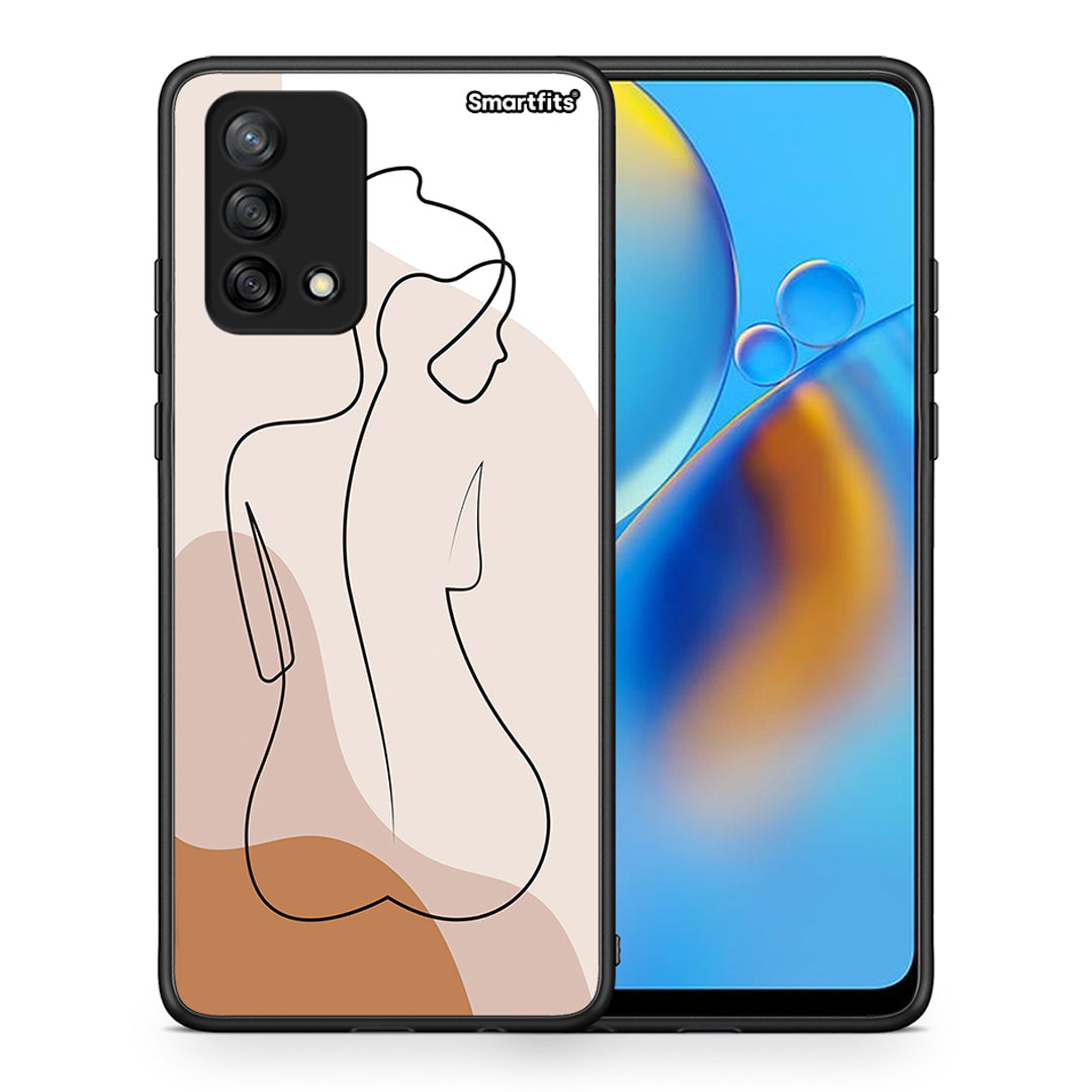 Θήκη Oppo A74 4G LineArt Woman από τη Smartfits με σχέδιο στο πίσω μέρος και μαύρο περίβλημα | Oppo A74 4G LineArt Woman case with colorful back and black bezels