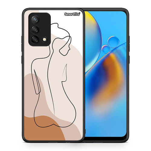 Θήκη Oppo A74 4G LineArt Woman από τη Smartfits με σχέδιο στο πίσω μέρος και μαύρο περίβλημα | Oppo A74 4G LineArt Woman case with colorful back and black bezels