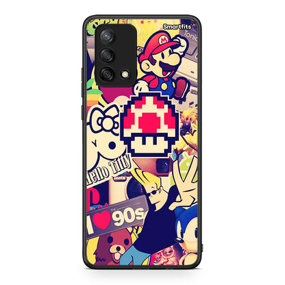 Oppo A74 4G Love The 90s θήκη από τη Smartfits με σχέδιο στο πίσω μέρος και μαύρο περίβλημα | Smartphone case with colorful back and black bezels by Smartfits