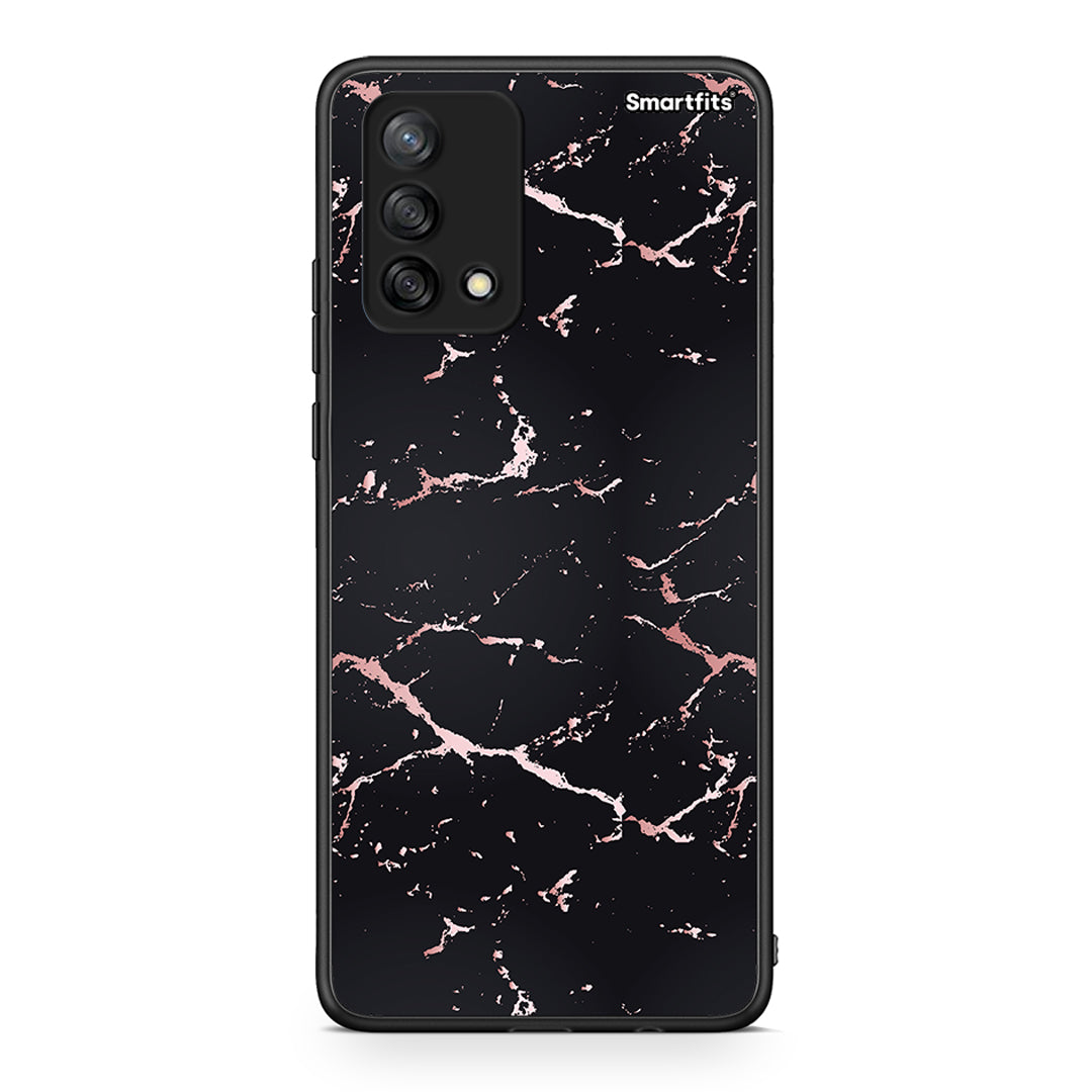 4 - Oppo A74 4G Black Rosegold Marble case, cover, bumper