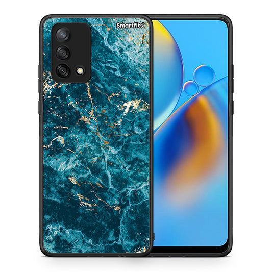 Θήκη Oppo A74 4G Marble Blue από τη Smartfits με σχέδιο στο πίσω μέρος και μαύρο περίβλημα | Oppo A74 4G Marble Blue case with colorful back and black bezels