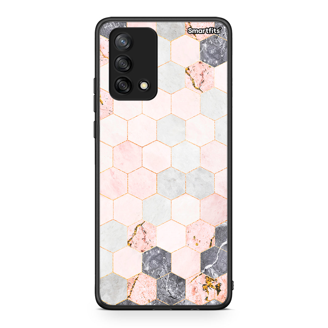 4 - Oppo A74 4G Hexagon Pink Marble case, cover, bumper
