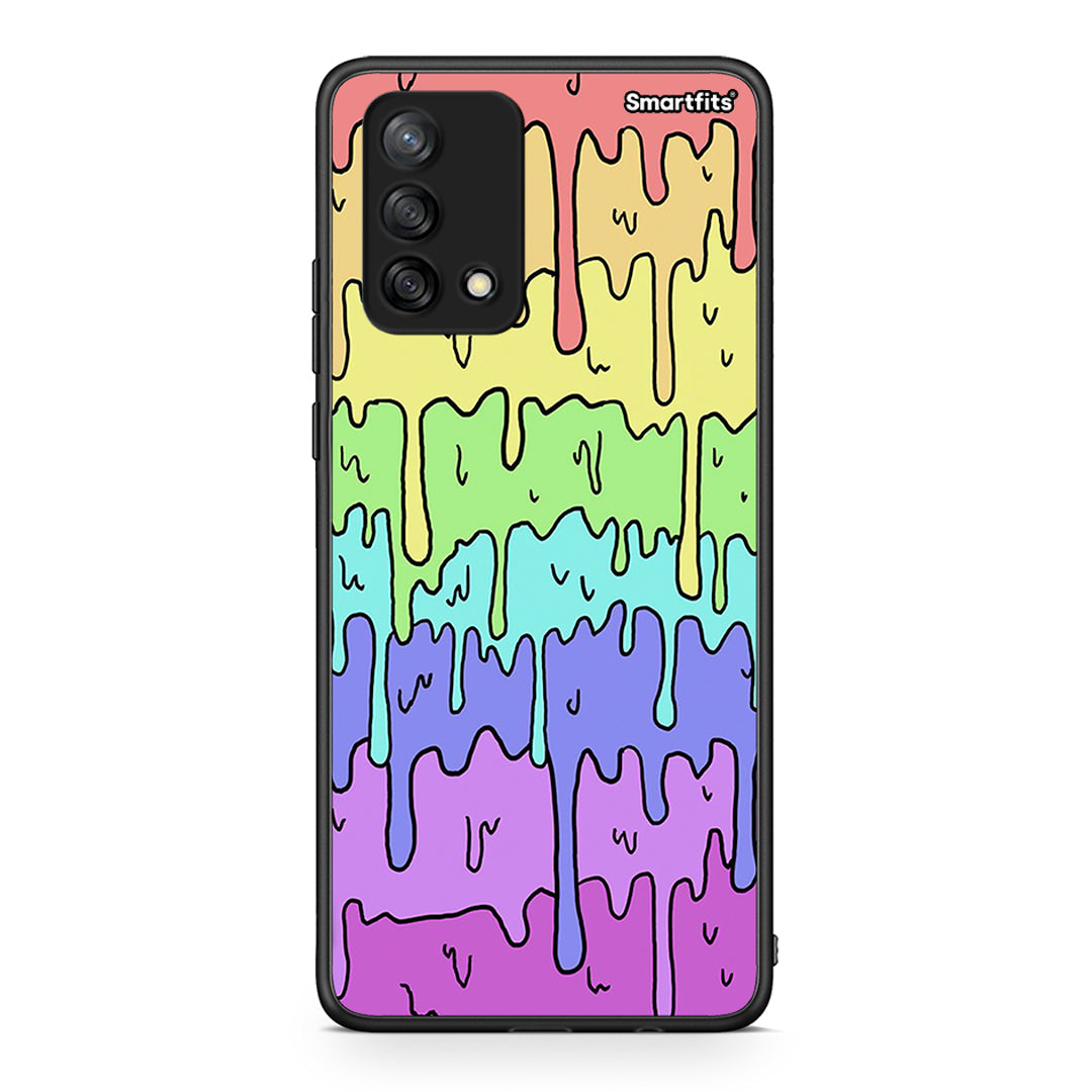 Oppo A74 4G Melting Rainbow θήκη από τη Smartfits με σχέδιο στο πίσω μέρος και μαύρο περίβλημα | Smartphone case with colorful back and black bezels by Smartfits