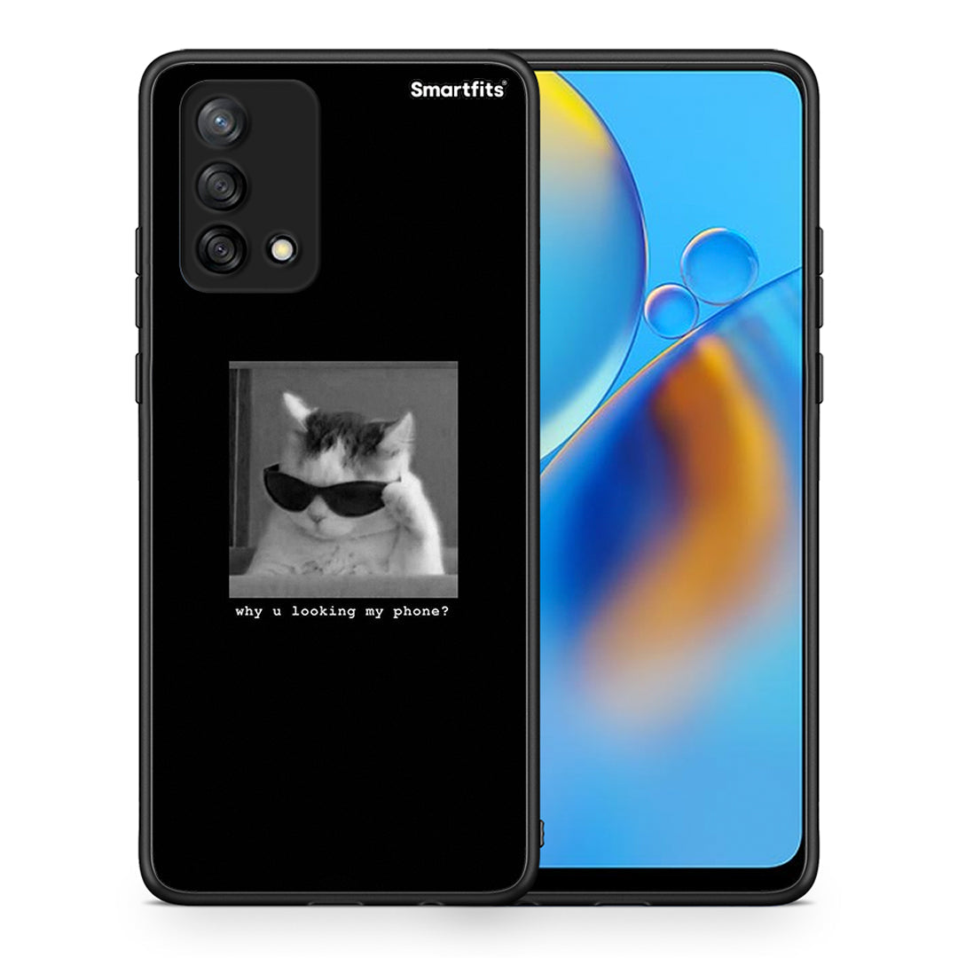 Θήκη Oppo A74 4G Meme Cat από τη Smartfits με σχέδιο στο πίσω μέρος και μαύρο περίβλημα | Oppo A74 4G Meme Cat case with colorful back and black bezels