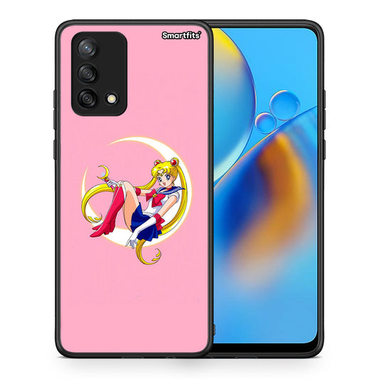 Θήκη Oppo A74 4G Moon Girl από τη Smartfits με σχέδιο στο πίσω μέρος και μαύρο περίβλημα | Oppo A74 4G Moon Girl case with colorful back and black bezels