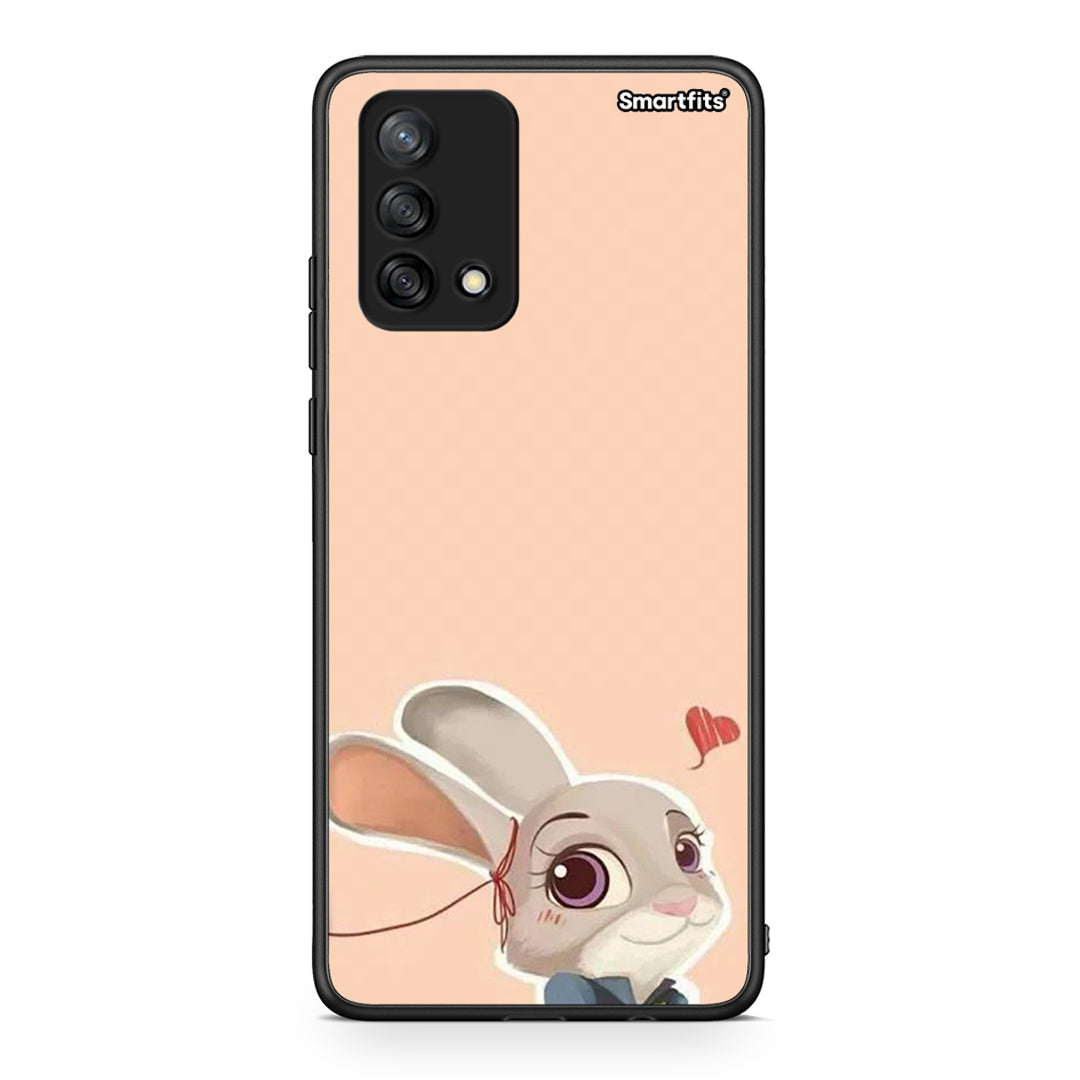 Oppo A74 4G Nick Wilde And Judy Hopps Love 2 θήκη από τη Smartfits με σχέδιο στο πίσω μέρος και μαύρο περίβλημα | Smartphone case with colorful back and black bezels by Smartfits