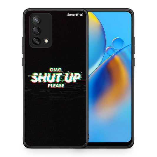 Θήκη Oppo A74 4G OMG ShutUp από τη Smartfits με σχέδιο στο πίσω μέρος και μαύρο περίβλημα | Oppo A74 4G OMG ShutUp case with colorful back and black bezels