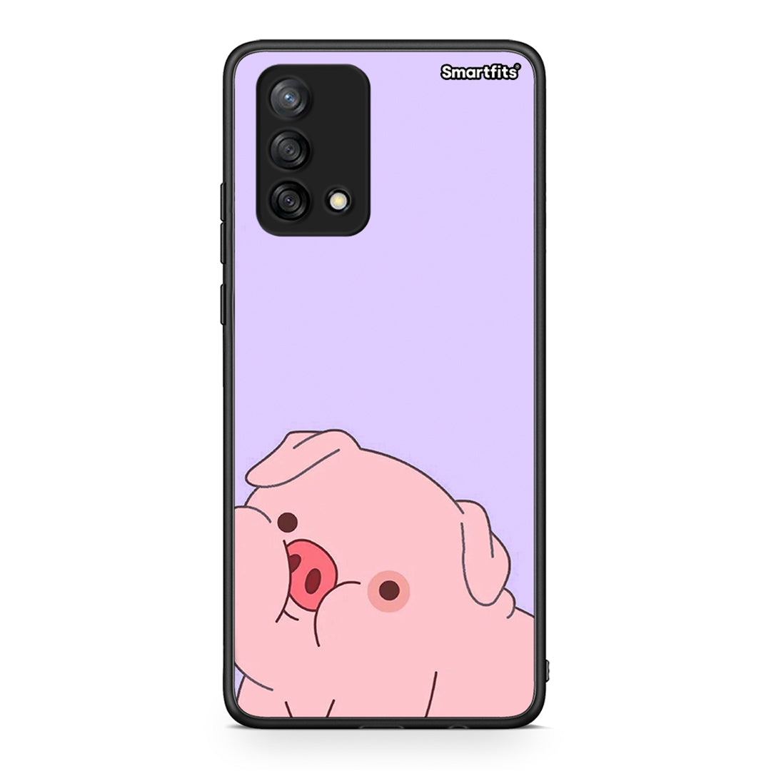 Oppo A74 4G Pig Love 2 Θήκη Αγίου Βαλεντίνου από τη Smartfits με σχέδιο στο πίσω μέρος και μαύρο περίβλημα | Smartphone case with colorful back and black bezels by Smartfits