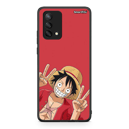 Oppo A74 4G Pirate Luffy Θήκη από τη Smartfits με σχέδιο στο πίσω μέρος και μαύρο περίβλημα | Smartphone case with colorful back and black bezels by Smartfits