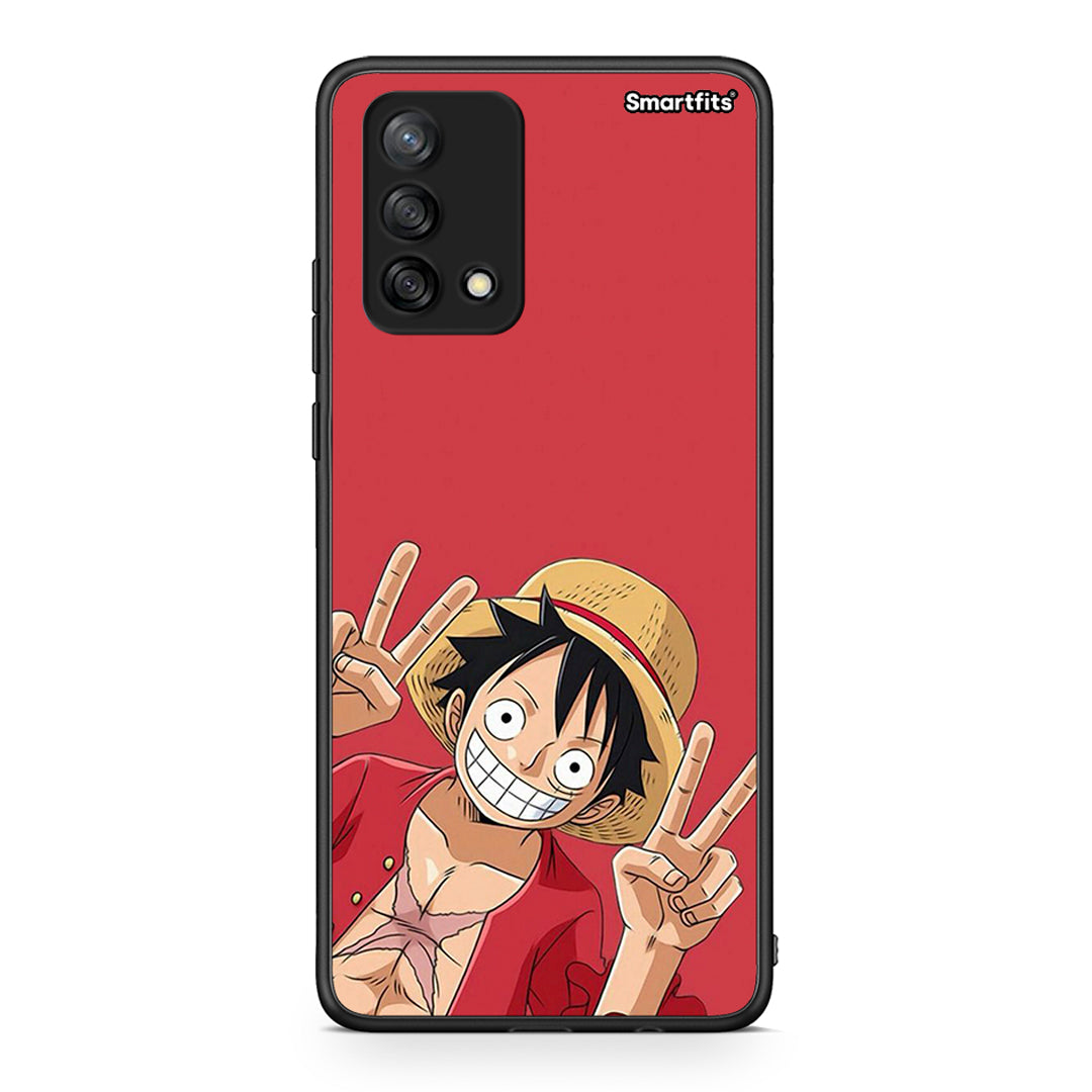 Oppo A74 4G Pirate Luffy Θήκη από τη Smartfits με σχέδιο στο πίσω μέρος και μαύρο περίβλημα | Smartphone case with colorful back and black bezels by Smartfits