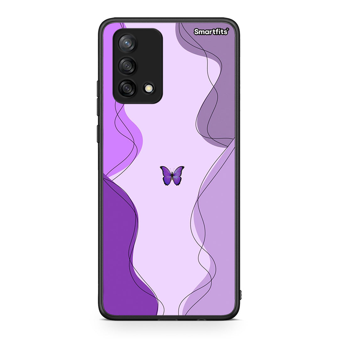 Oppo A74 4G Purple Mariposa Θήκη Αγίου Βαλεντίνου από τη Smartfits με σχέδιο στο πίσω μέρος και μαύρο περίβλημα | Smartphone case with colorful back and black bezels by Smartfits