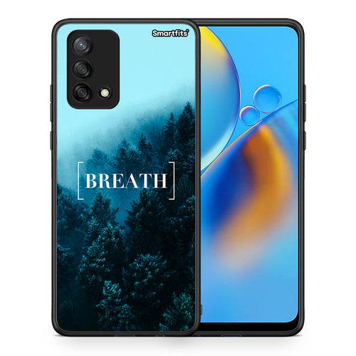 Θήκη Oppo A74 4G Breath Quote από τη Smartfits με σχέδιο στο πίσω μέρος και μαύρο περίβλημα | Oppo A74 4G Breath Quote case with colorful back and black bezels